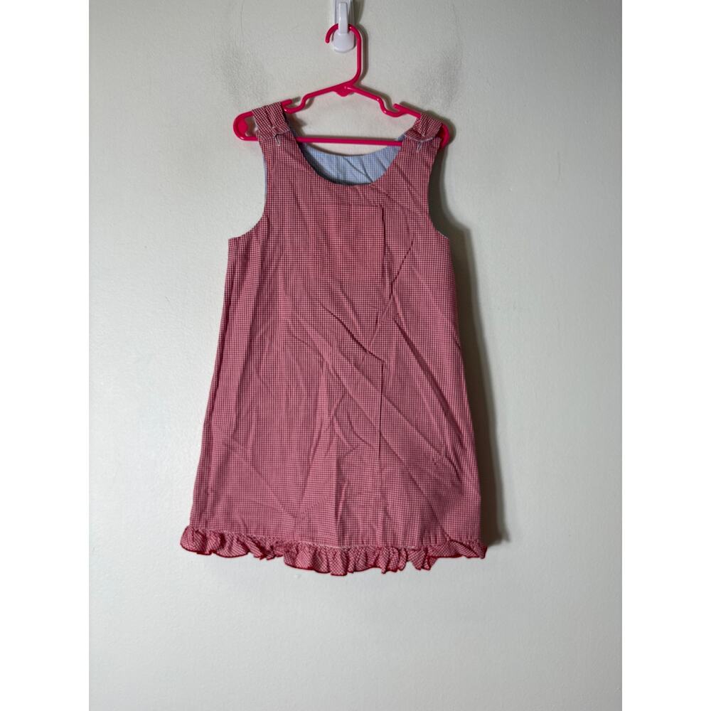 Girls VIntage Blue check & Red Check Reversible Dress with S on one side Sz 4 - Picture 3 of 4